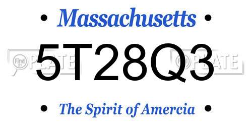 5T28Q3 Massachusetts License Plate