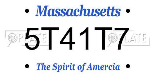 5T41T7 Massachusetts License Plate