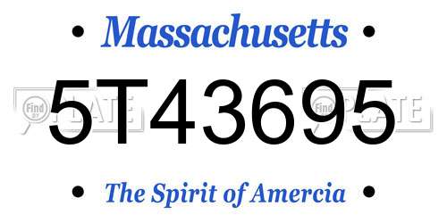 5T43695 Massachusetts License Plate