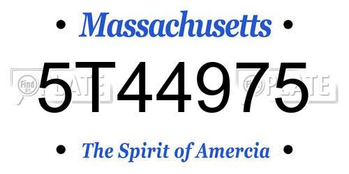 5T44975 Massachusetts License Plate