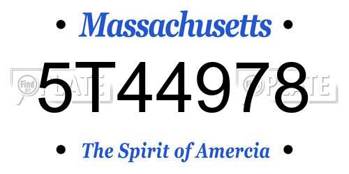 5T44978 Massachusetts License Plate