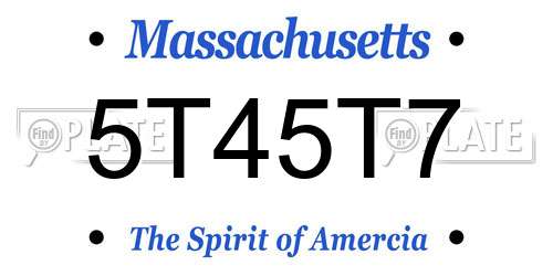 5T45T7 Massachusetts License Plate