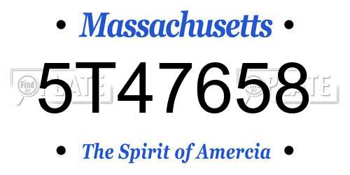 5T47658 Massachusetts License Plate