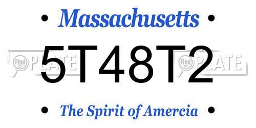 5T48T2 Massachusetts License Plate
