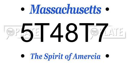 5T48T7 Massachusetts License Plate