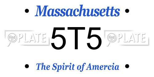 5T5 Massachusetts License Plate