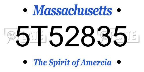 5T52835 Massachusetts License Plate