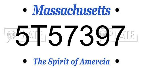 5T57397 Massachusetts License Plate