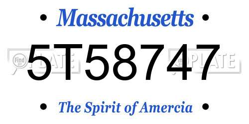 5T58747 Massachusetts License Plate
