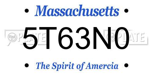 5T63N0 Massachusetts License Plate