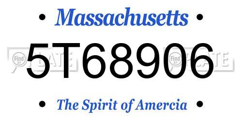 5T68906 Massachusetts License Plate