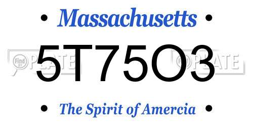 5T75O3 Massachusetts License Plate