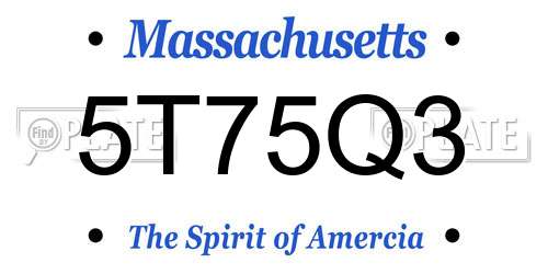 5T75Q3 Massachusetts License Plate