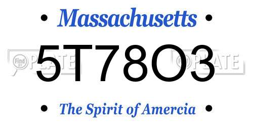 5T78O3 Massachusetts License Plate