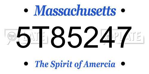 5T85247 Massachusetts License Plate