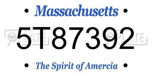 5T87392 Massachusetts License Plate