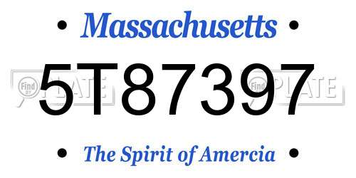 5T87397 Massachusetts License Plate