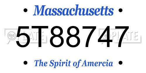 5T88747 Massachusetts License Plate