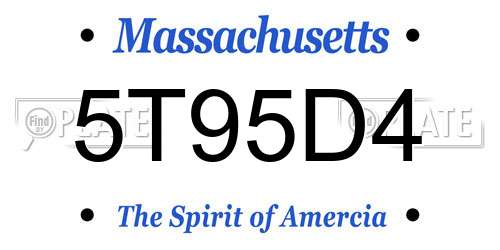 5T95D4 Massachusetts License Plate