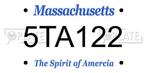 5TA122 Massachusetts License Plate