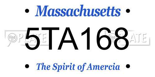5TA168 Massachusetts License Plate