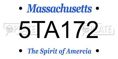 5TA172 Massachusetts License Plate