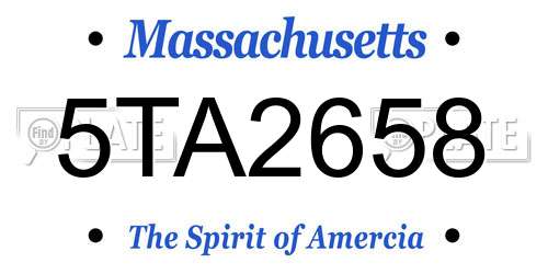 5TA2658 Massachusetts License Plate