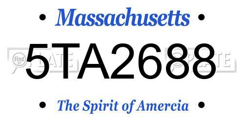 5TA2688 Massachusetts License Plate
