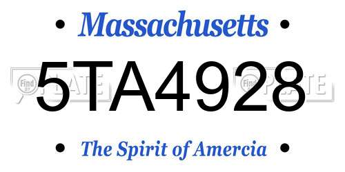 5TA4928 Massachusetts License Plate