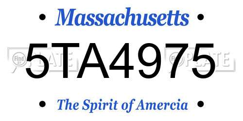 5TA4975 Massachusetts License Plate