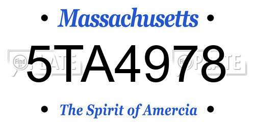 5TA4978 Massachusetts License Plate