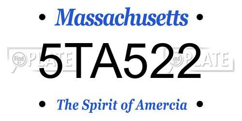 5TA522 Massachusetts License Plate
