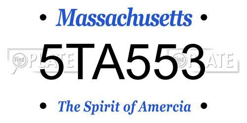 5TA553 Massachusetts License Plate