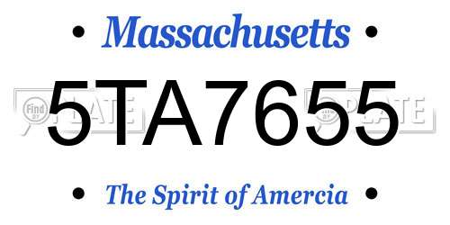 5TA7655 Massachusetts License Plate