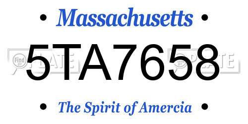 5TA7658 Massachusetts License Plate