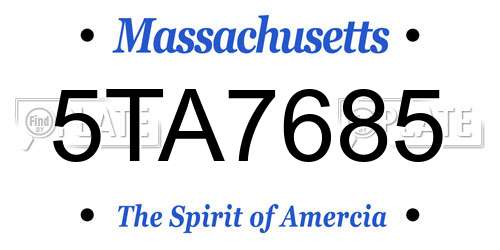 5TA7685 Massachusetts License Plate