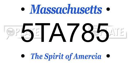 5TA785 Massachusetts License Plate