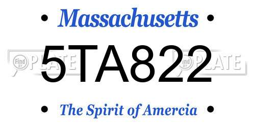 5TA822 Massachusetts License Plate