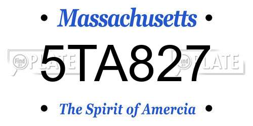 5TA827 Massachusetts License Plate