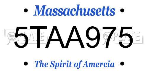 5TAA975 Massachusetts License Plate