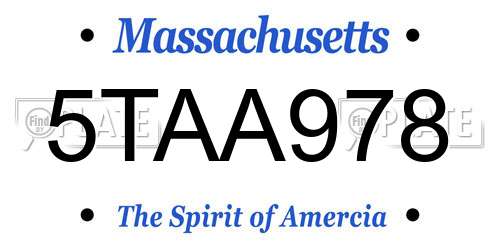 5TAA978 Massachusetts License Plate