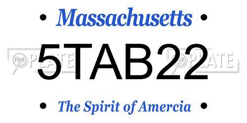 5TAB22 Massachusetts License Plate