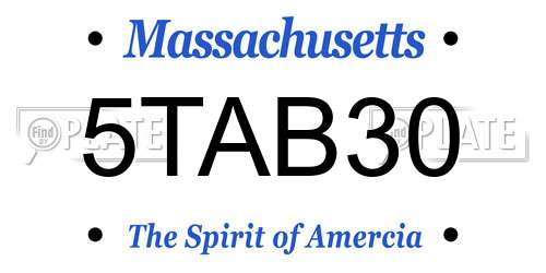 5TAB30 Massachusetts License Plate