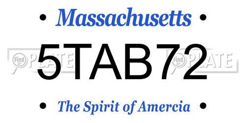 5TAB72 Massachusetts License Plate