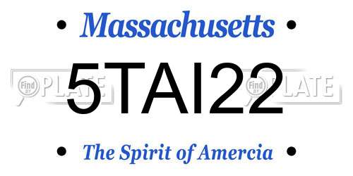 5TAI22 Massachusetts License Plate