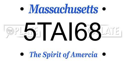 5TAI68 Massachusetts License Plate