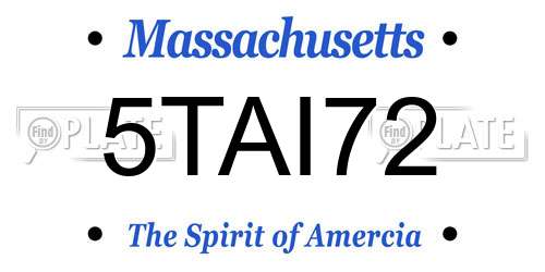 5TAI72 Massachusetts License Plate