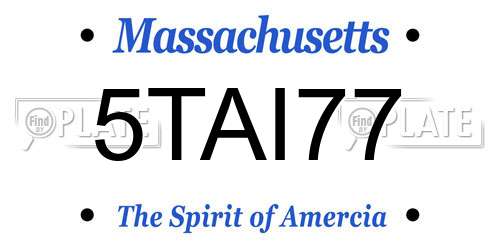 5TAI77 Massachusetts License Plate