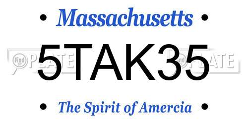 5TAK35 Massachusetts License Plate