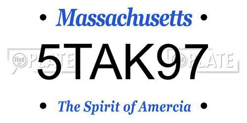 5TAK97 Massachusetts License Plate